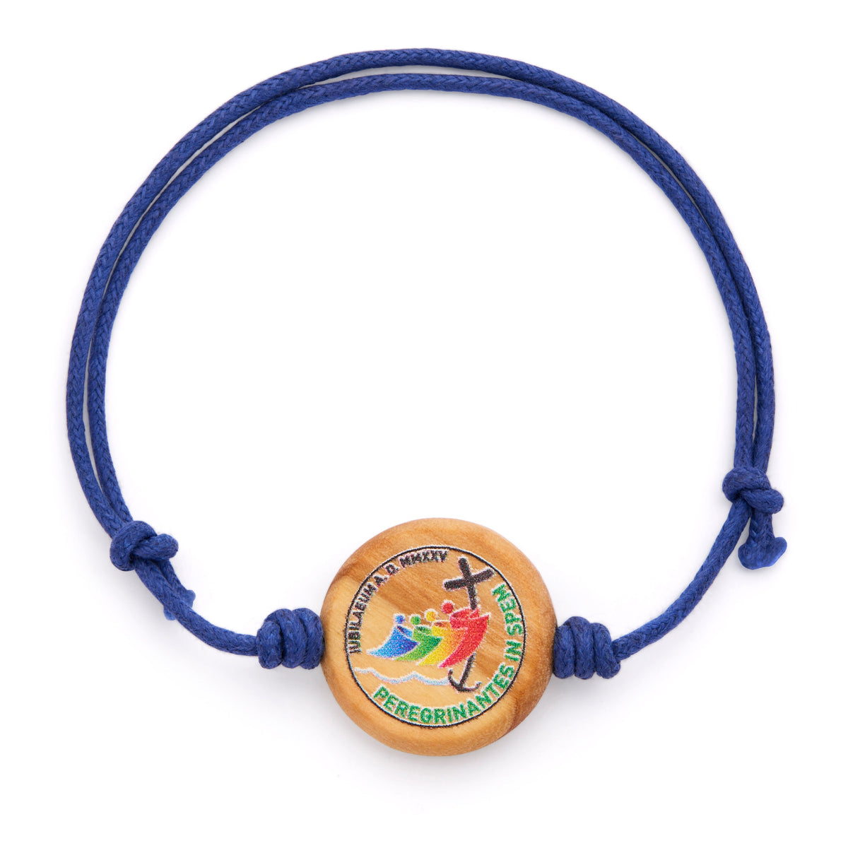 Blue Cord Bracelet with Jubilee 2025 Wooden Medal