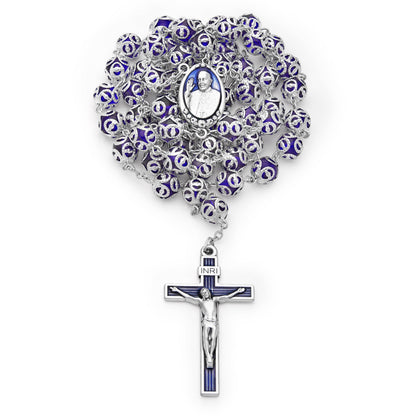 Blue Glass Capped Beads Rosary