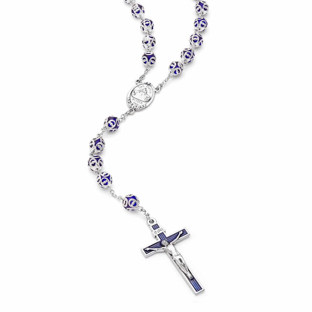 Blue Glass Capped Beads Rosary