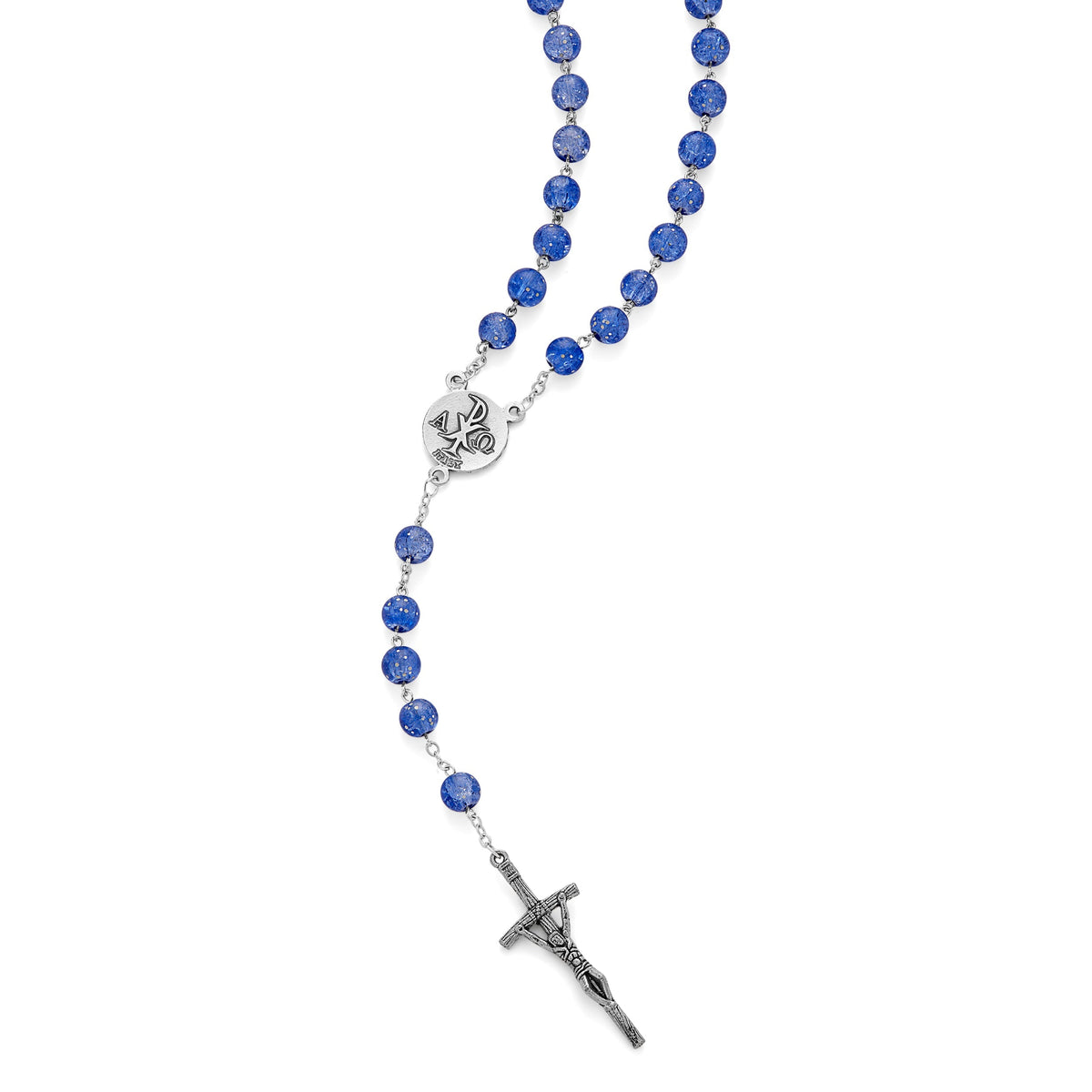 Blue Glitter Rosary Beads