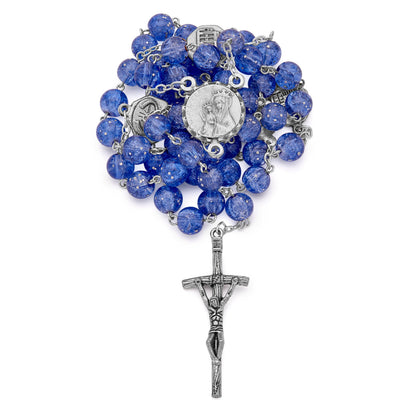 Blue Glitter Rosary Beads