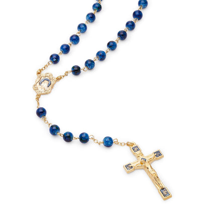 Blue Variegated Rosary with the Virgin Mary