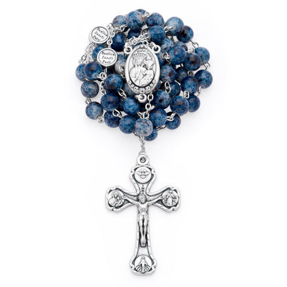 Our Lady of Good Health Rosary with Blue Variegated Beads and the Four Roman Basilicas