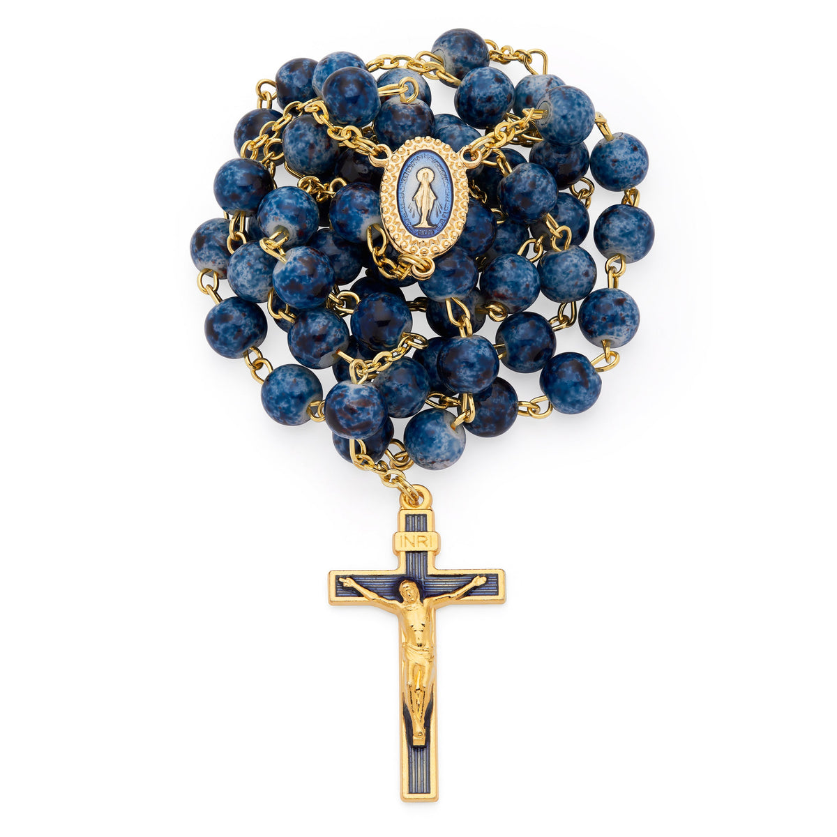 Blue Variegated Rosary of Our Lady of the Miraculous Medal