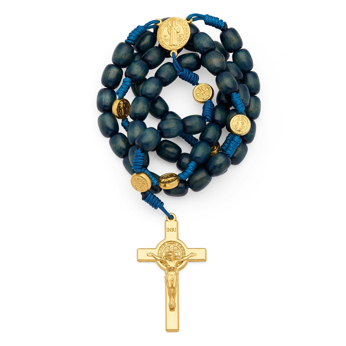 Blue Wooden Rosary of Saint Benedict