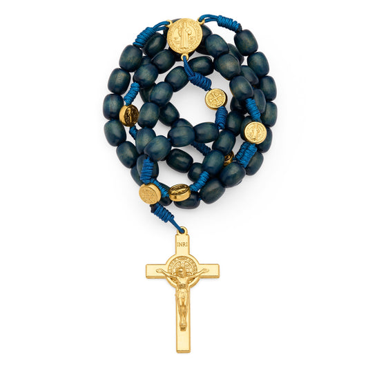 Blue Wooden Rosary of Saint Benedict
