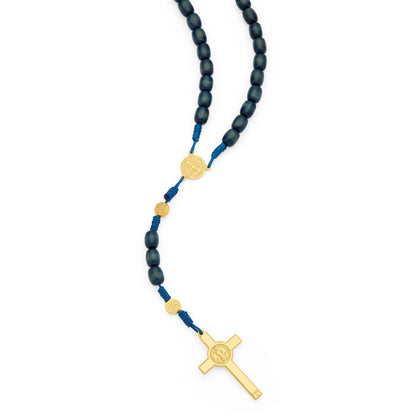 Blue Wooden Rosary of Saint Benedict