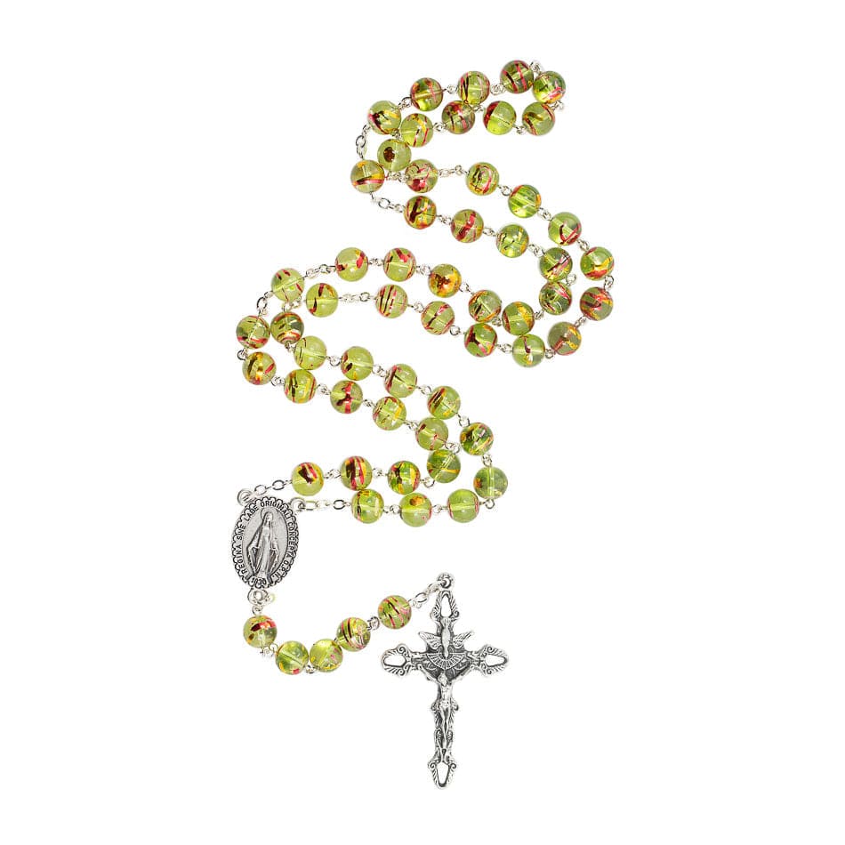 Bohemian Glass Rosary in Green Chartreuse