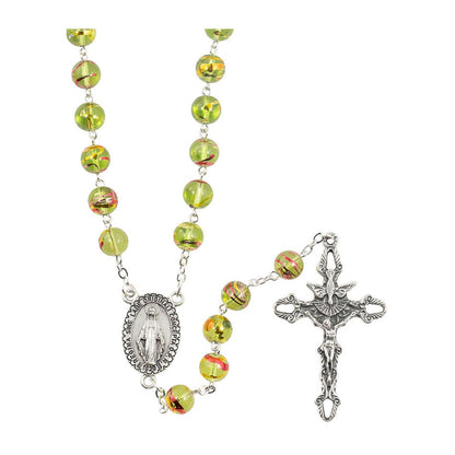 Bohemian Glass Rosary in Green Chartreuse