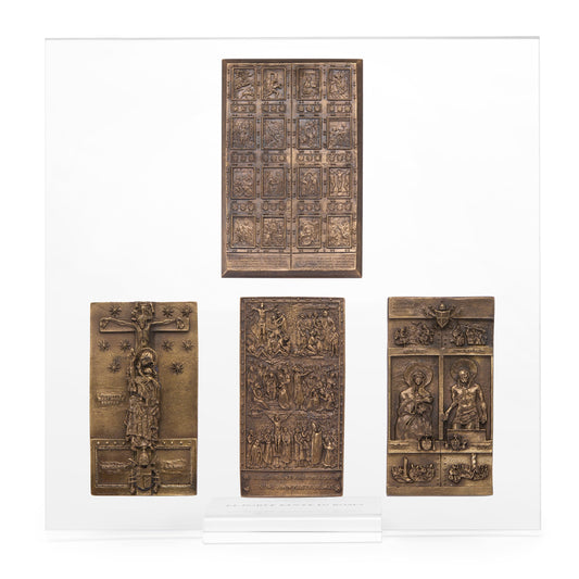 Brass Depiction of the Four Holy Doors Jubilee 2025 with Plexiglass Stand