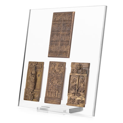 Brass Depiction of the Four Holy Doors Jubilee 2025 with Plexiglass Stand