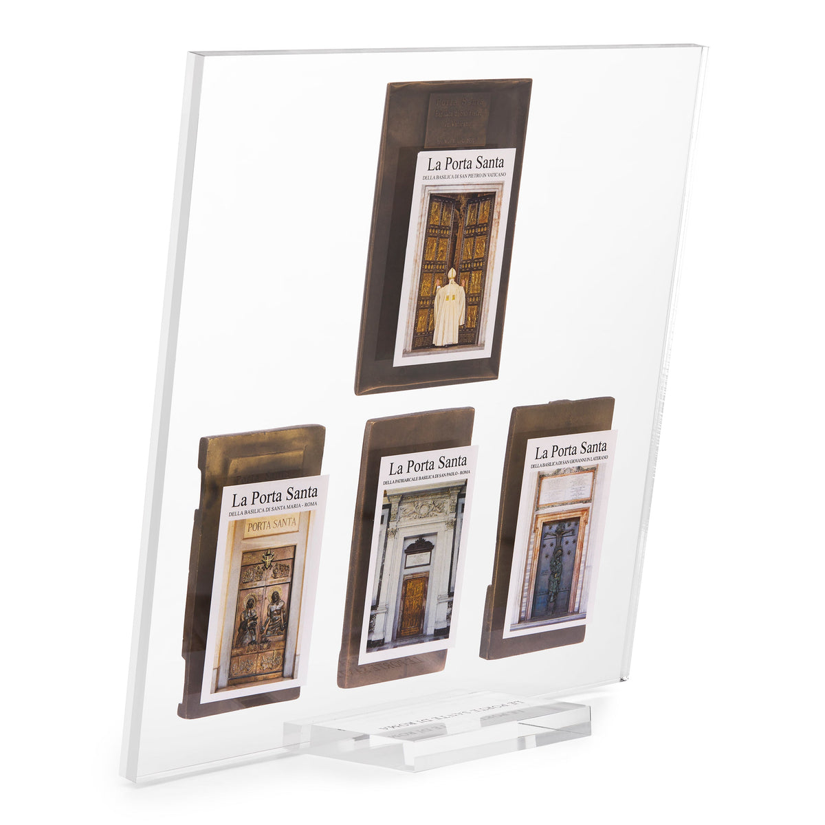 Brass Depiction of the Four Holy Doors Jubilee 2025 with Plexiglass Stand