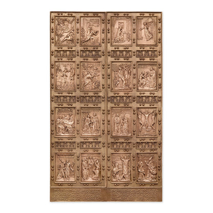 Brass Depiction of the Holy Door of St. Peter's Basilica Jubilee 2025 with Plexiglass Stand