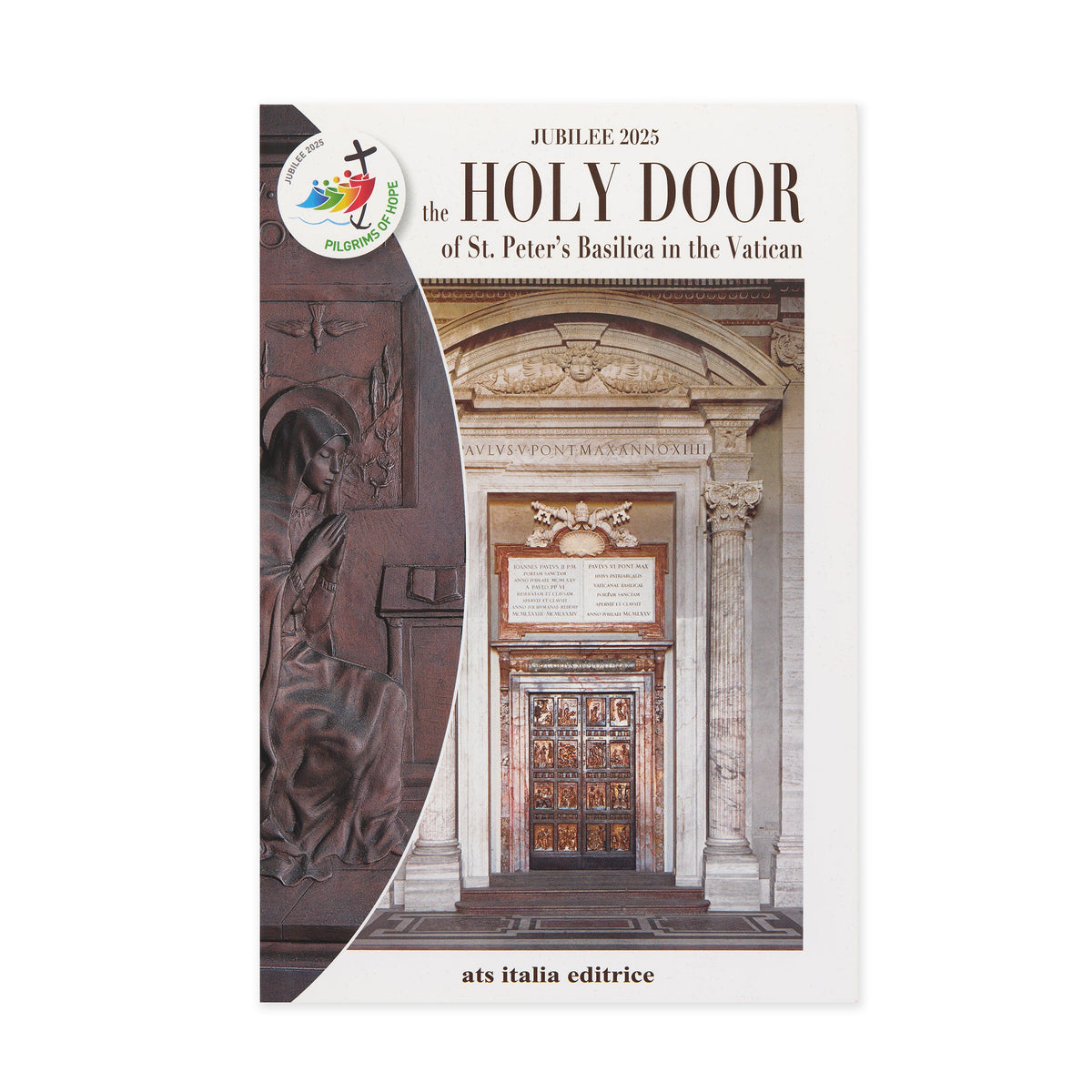 Brass Depiction of the Holy Door of St. Peter's Basilica Jubilee 2025 with Plexiglass Stand