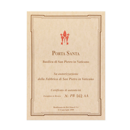 Brass Depiction of the Holy Door of St. Peter's Basilica Jubilee 2025 with Plexiglass Stand