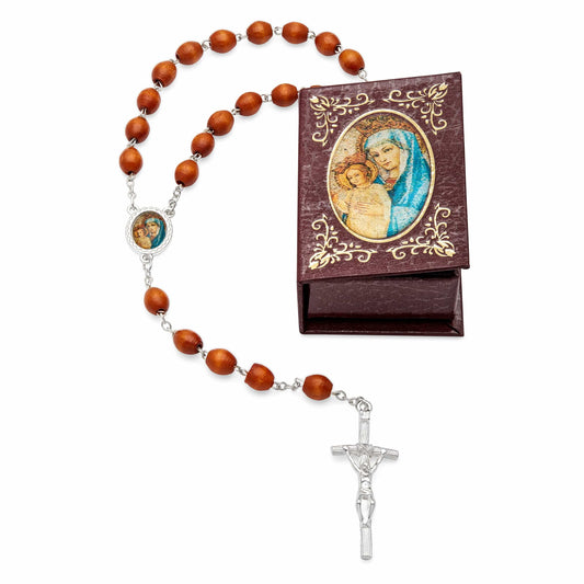 Mater Ecclesiae Brown Rosary Case with Wood Rosary