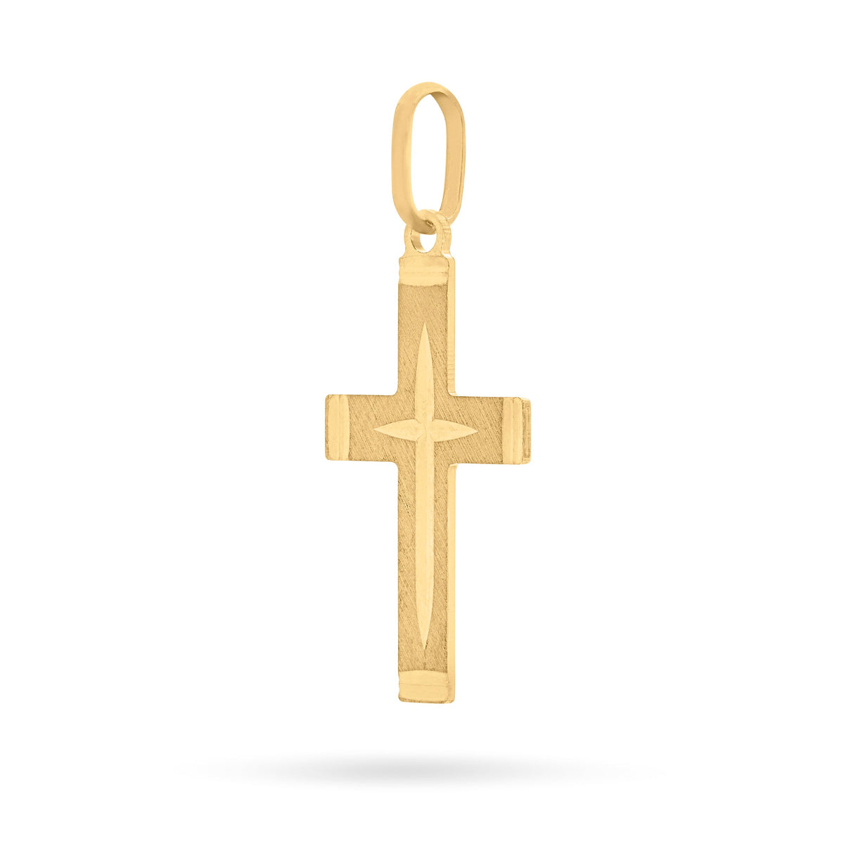 Brushed Gold-plated Sterling Silver Cross Pendant With Polished Ends and Interior