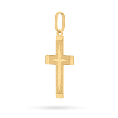 Brushed Gold-plated Sterling Silver Cross Pendant With Polished Ends and Interior