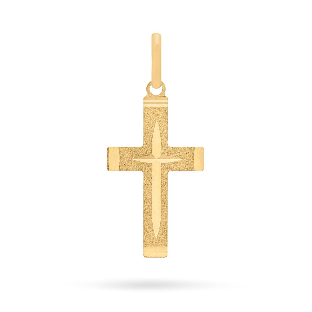 Brushed Gold-plated Sterling Silver Cross Pendant With Polished Ends and Interior