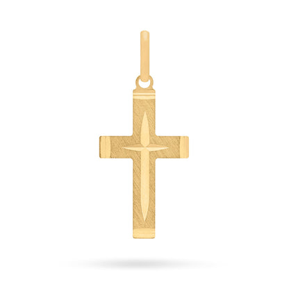 Brushed Gold-plated Sterling Silver Cross Pendant With Polished Ends and Interior
