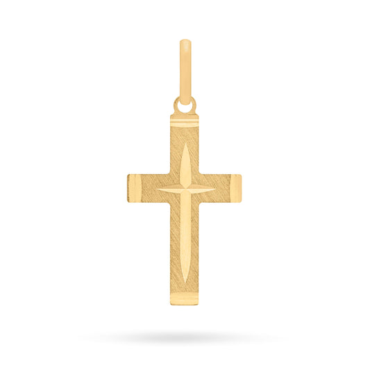 Brushed Gold-plated Sterling Silver Cross Pendant With Polished Ends and Interior