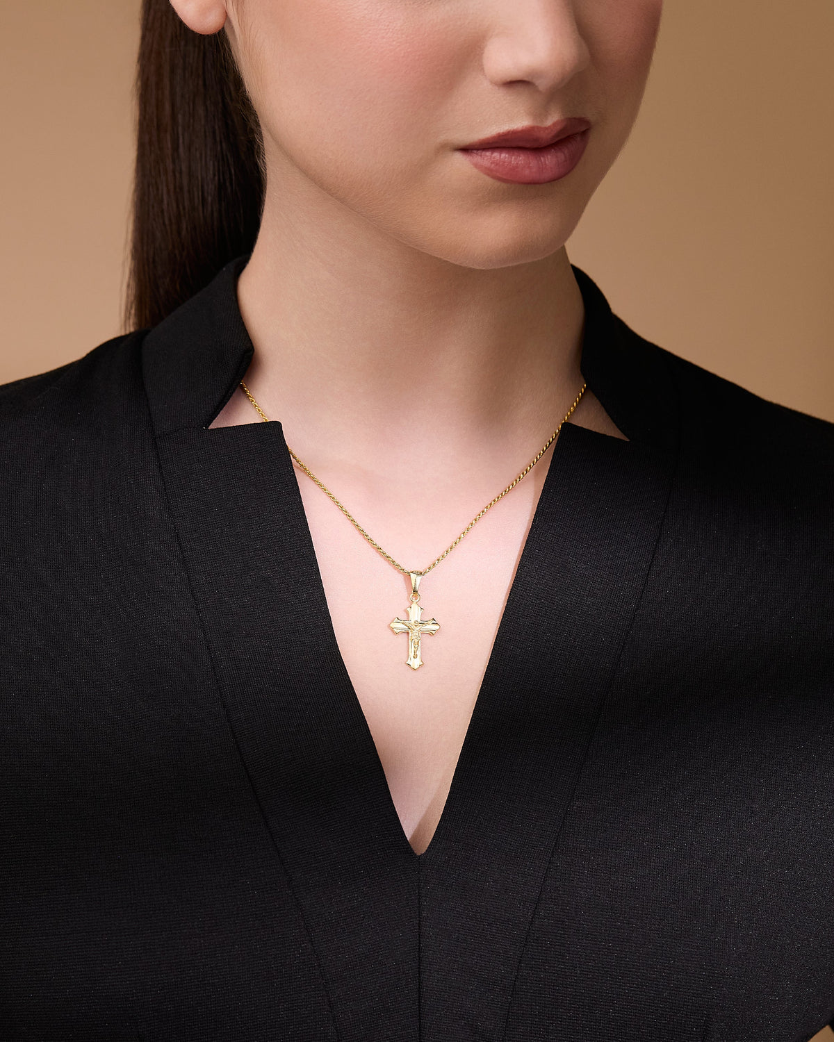 Budded Crucifix Entirely in Gold Plated