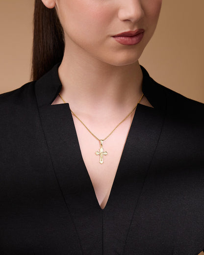 Budded Crucifix Entirely in Gold Plated