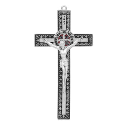 Black Enameled Metal St. Benedict Crucifix With Decorations