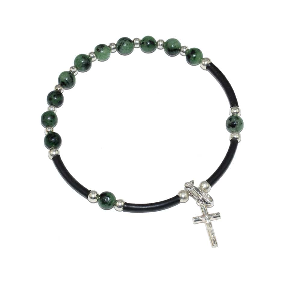 Caoutchouc Rosary Bracelet in Malachite