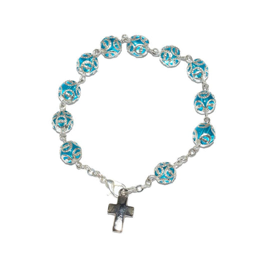 Capped Glass Rosary Bracelet