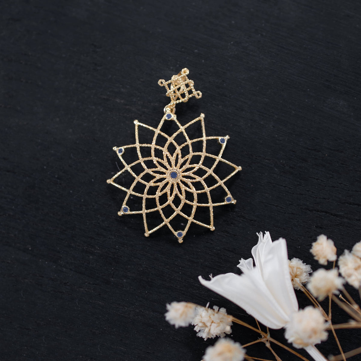 Caput Mundi Gold Plated Pendant Blue Crystals