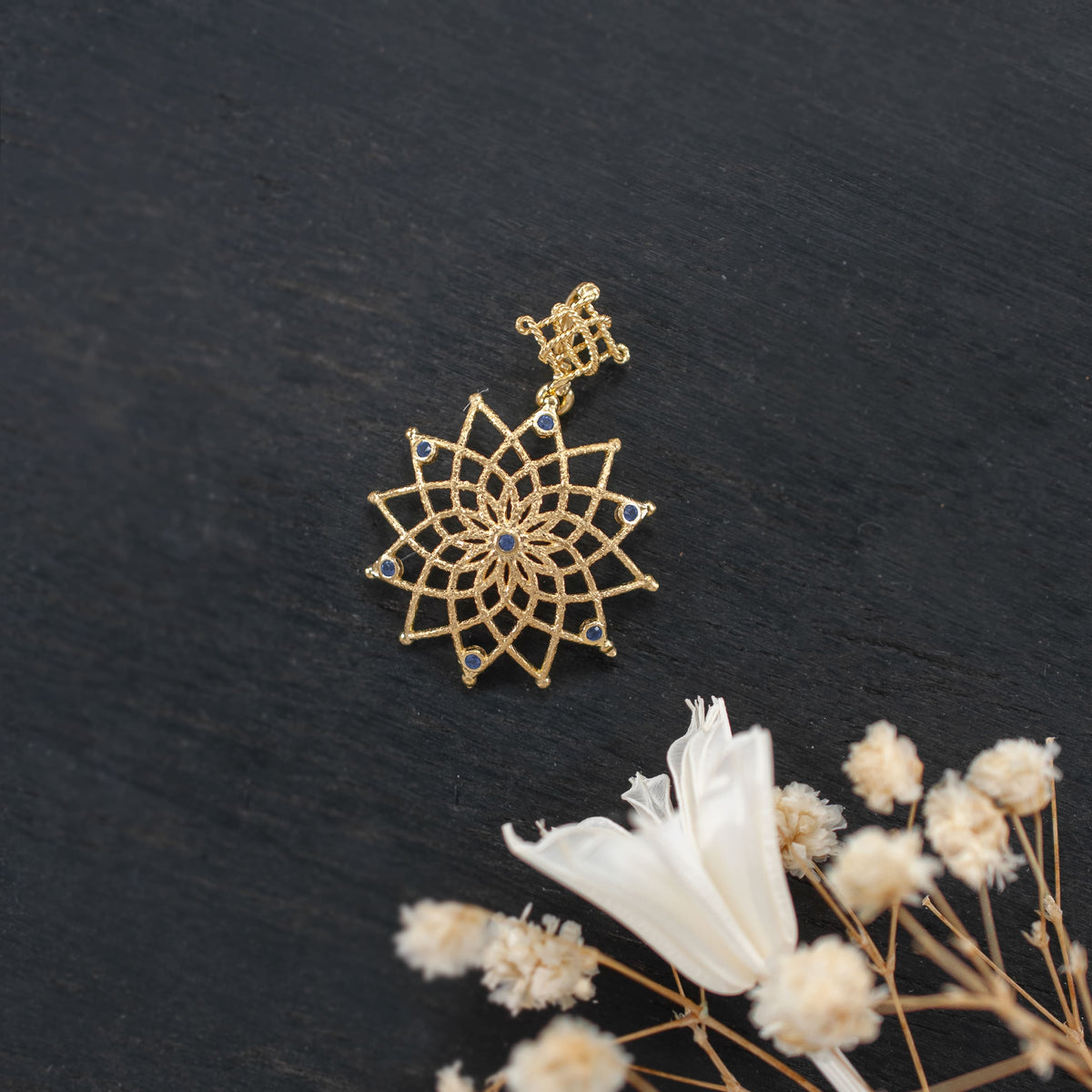 Caput Mundi Gold Plated Pendant Blue Crystals
