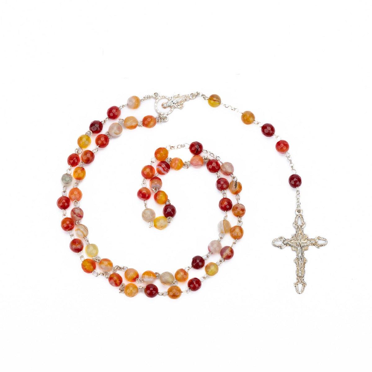 CARNELIAN SILVER ROSARY