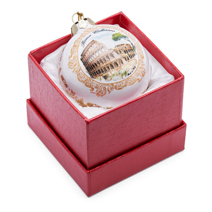 Ceramic Christmas Ball Representing St. Peter's Basilica and Colosseum