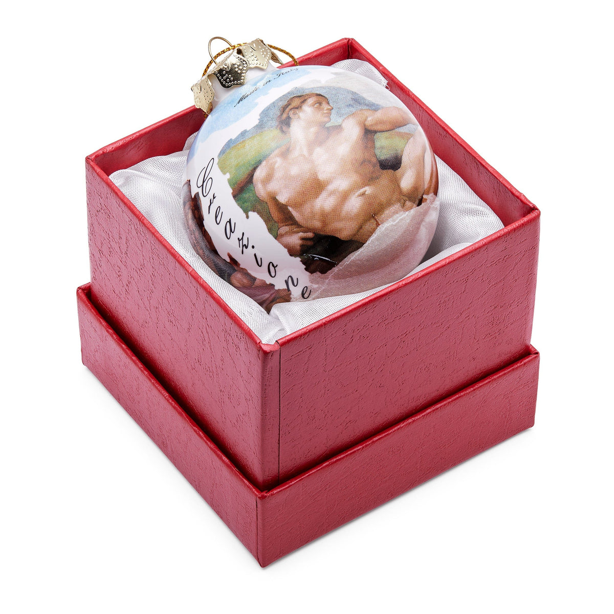 Ceramic Christmas Ball Representing The Creation of Adam