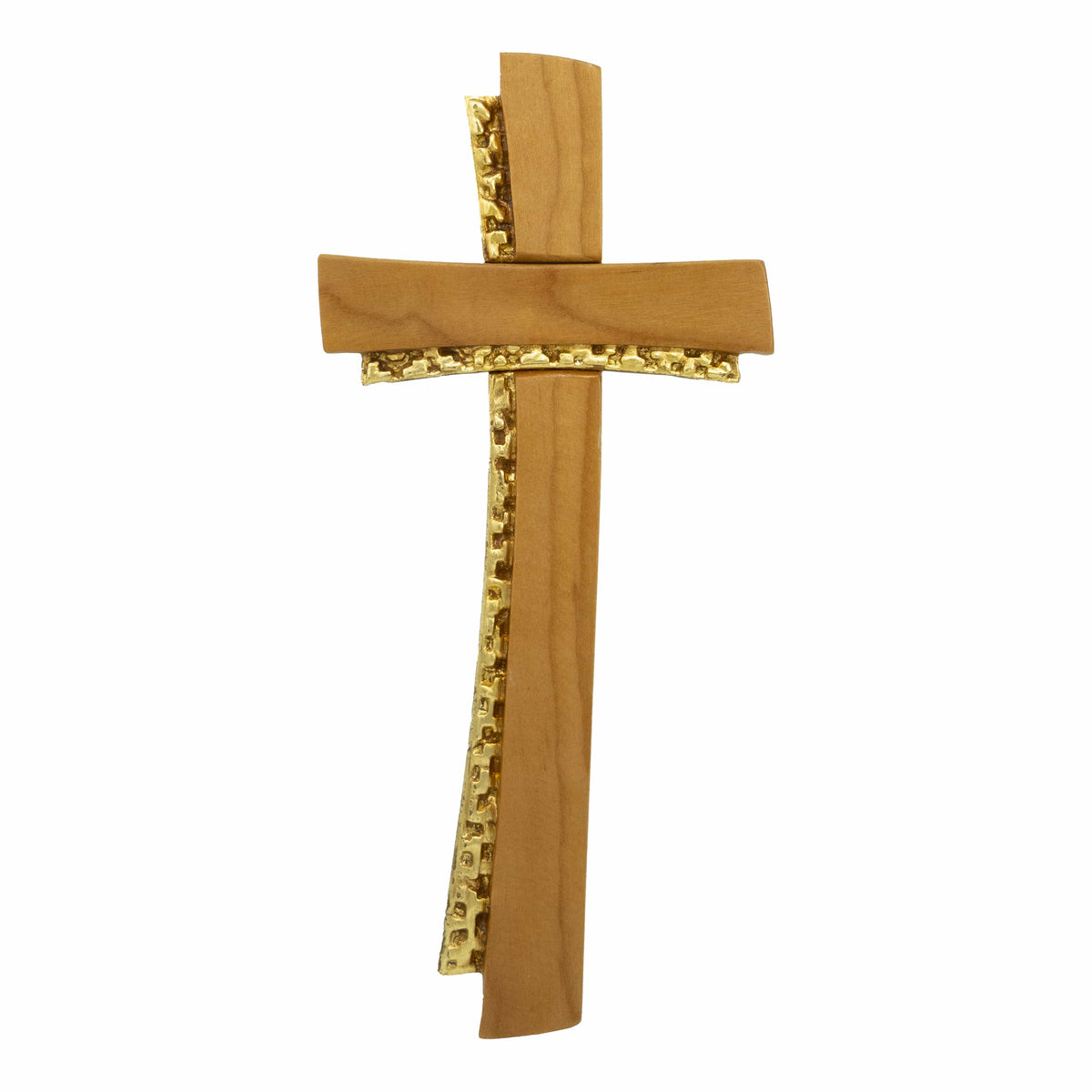 Cherry Wood Cross With Golden Insert