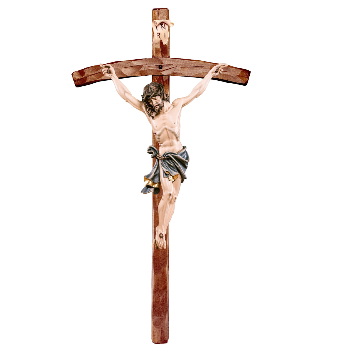 Christ of the Alps blue with curved cross
