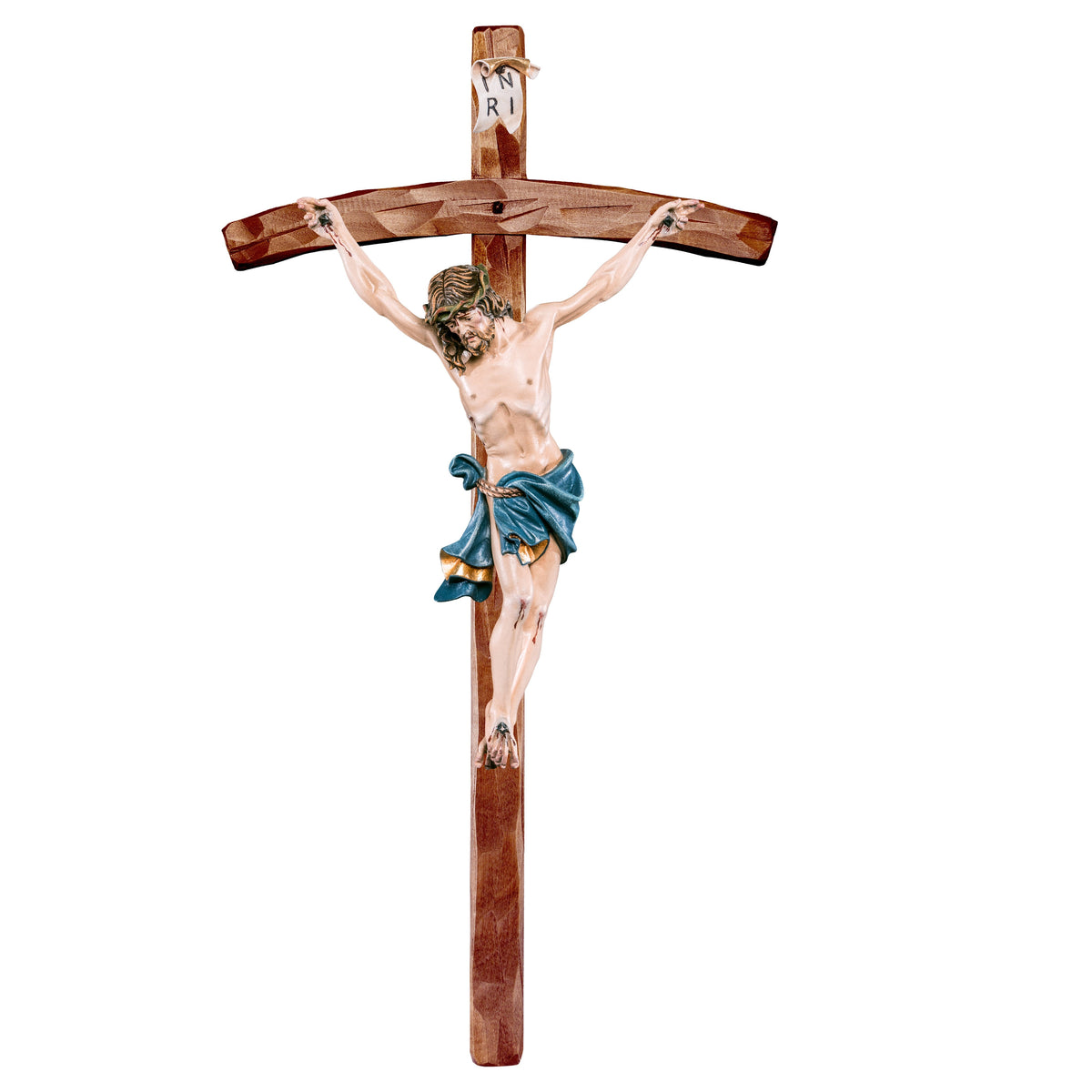 Christ of the Alps blue with curved cross