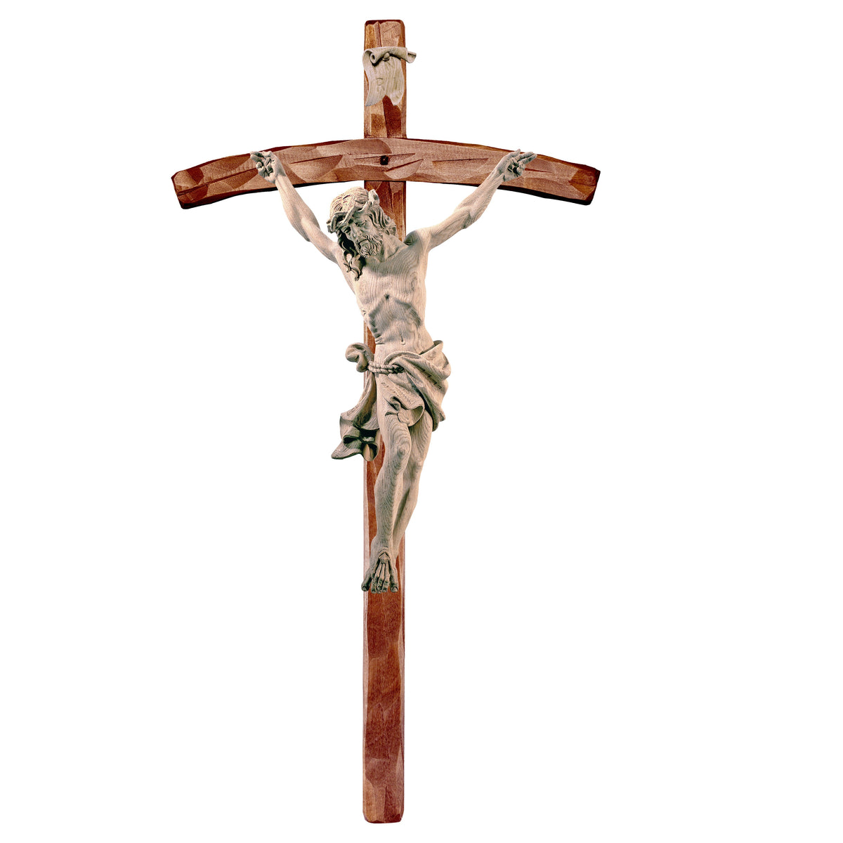 Christ of the Alps oaken with curved cross
