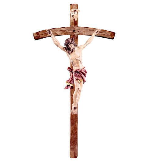 Christ of the Alps red with curved cross