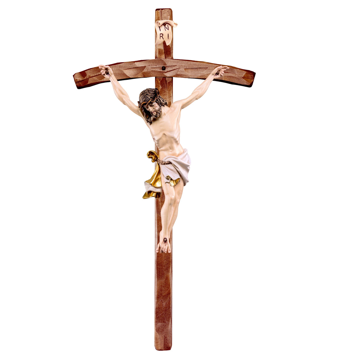 Christ of the Alps white with curved cross