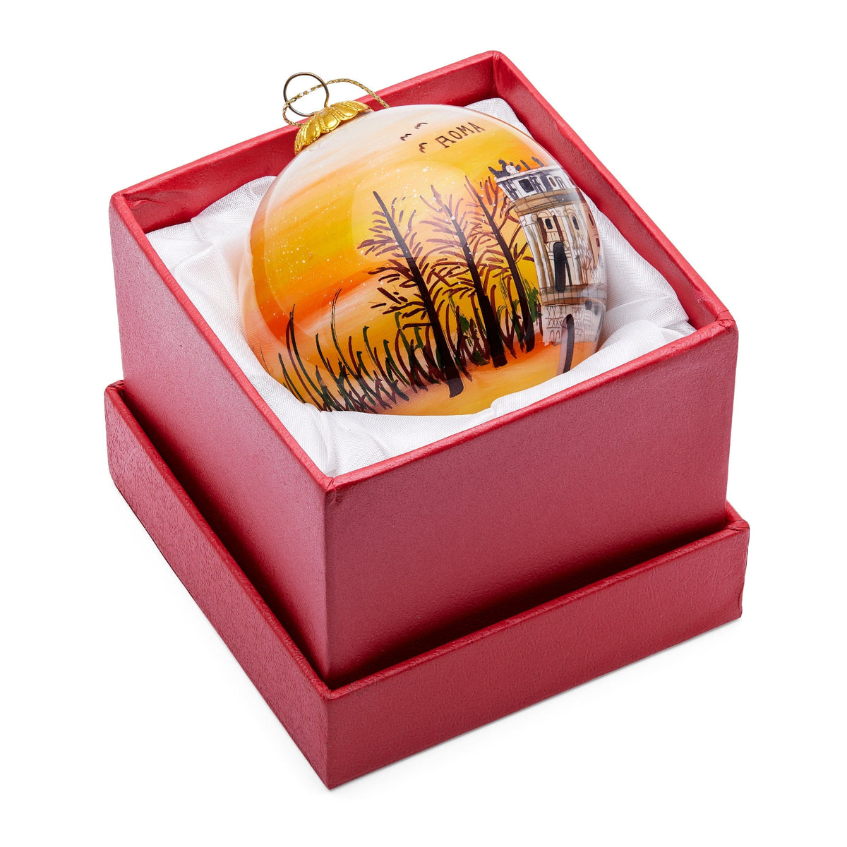 Glass Christmas Ball Representing St. Peter's Basilica at Sunset