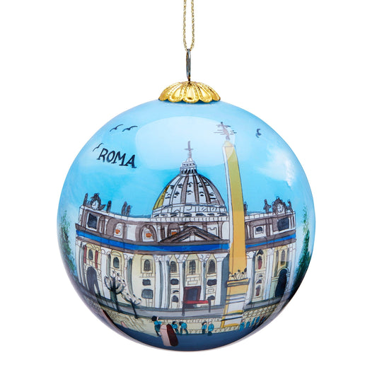 Glass Christmas Ball Representing St. Peter's Basilica by Day