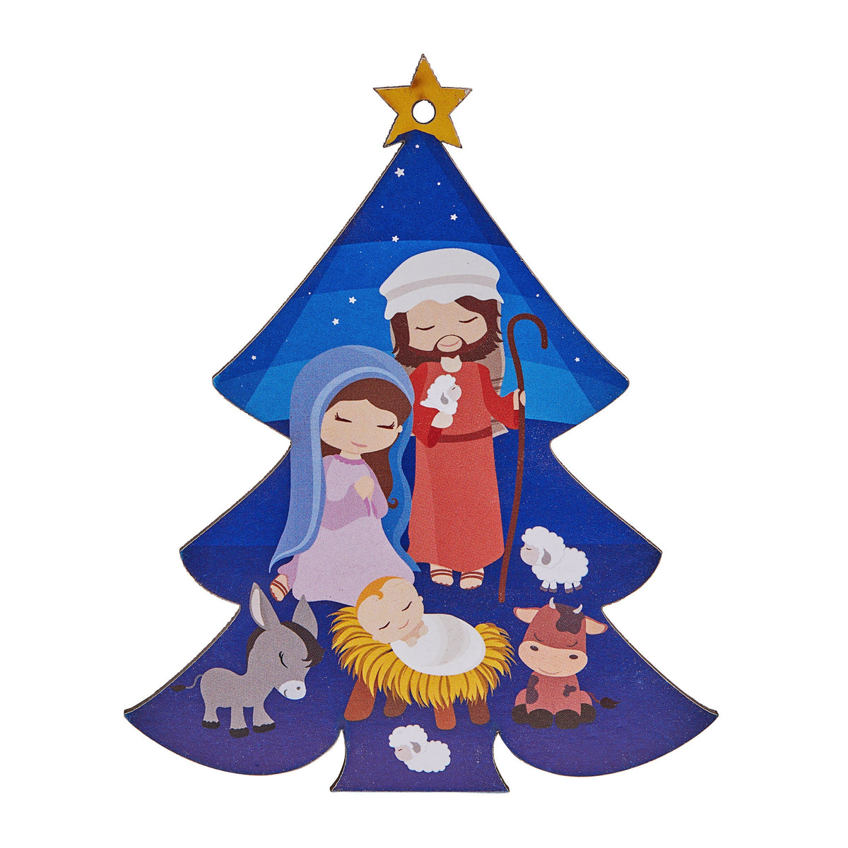 Christmas Tree-shaped Christmas Decoration With Cartoon Effect Nativity Scene