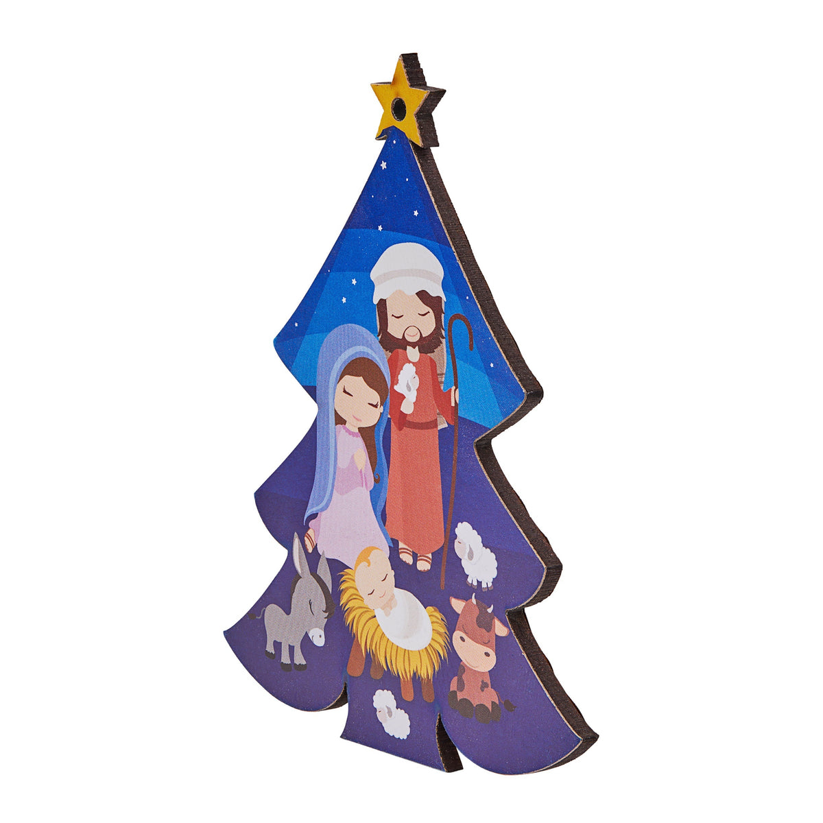 Christmas Tree-shaped Christmas Decoration With Cartoon Effect Nativity Scene