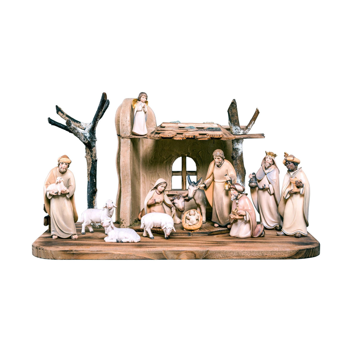 Classic Wooden Nativity Scene with the Three Magi