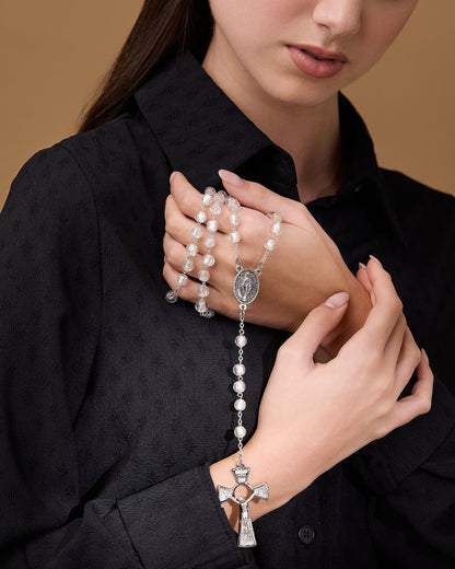 Clear Murano Glass Rosary Beads