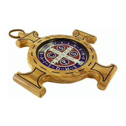 Colored Olive Wood St. Benedict Cross