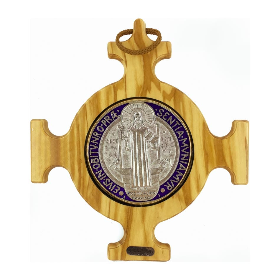 Colored Olive Wood St. Benedict Cross