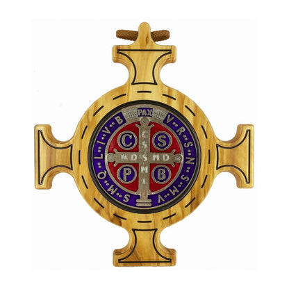 Colored Olive Wood St. Benedict Cross